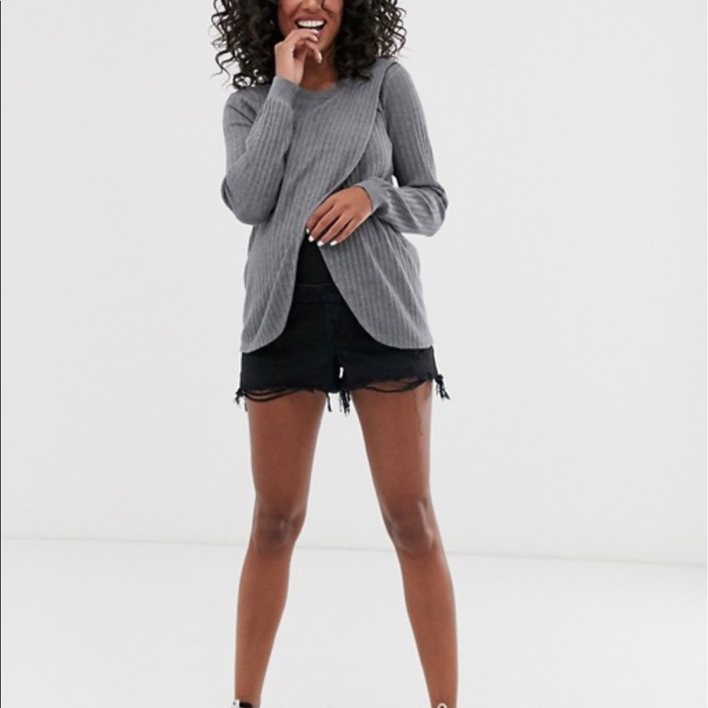 ASOS DESIGN Nursing wrap jumper in fine knit